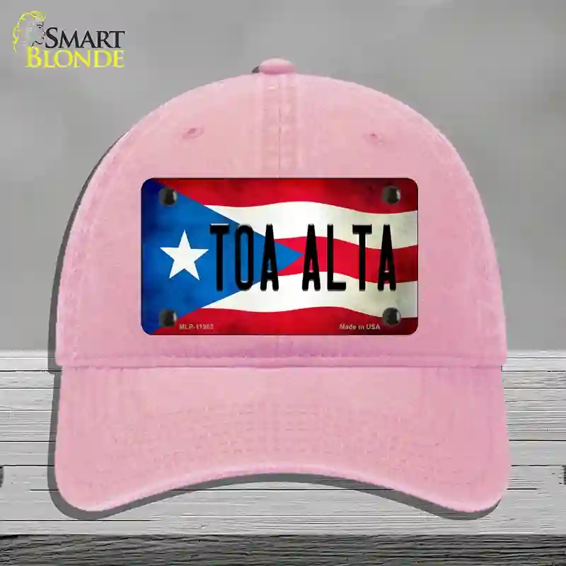 HAT12-MLP-11383 Toa Alta Puerto Rico Flag Novelty License Plate Hat, Unconstructed Cotton - Pink