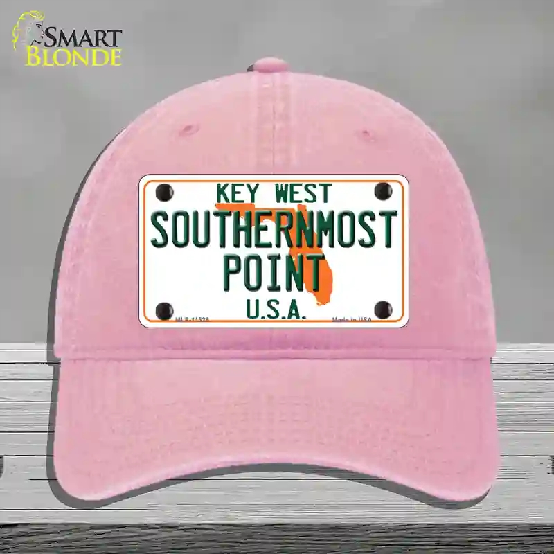 HAT12-MLP-11526 Key West Southernmost Point Novelty License Plate Hat, Unconstructed Cotton - Pink
