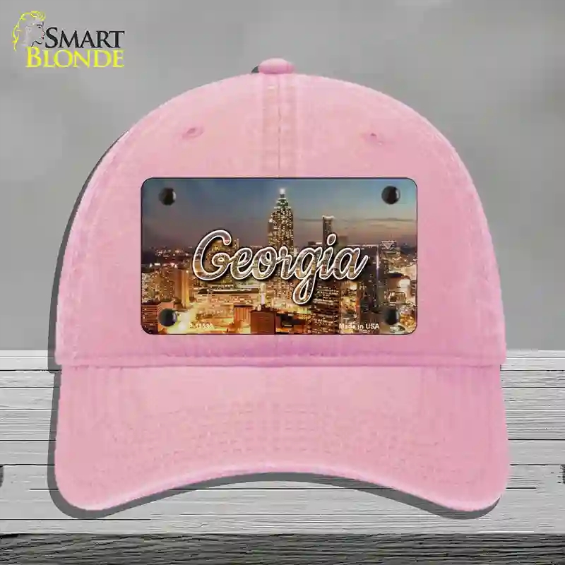 HAT12-MLP-11593 Georgia City Lights State Novelty License Plate Hat, Unconstructed Cotton - Pink