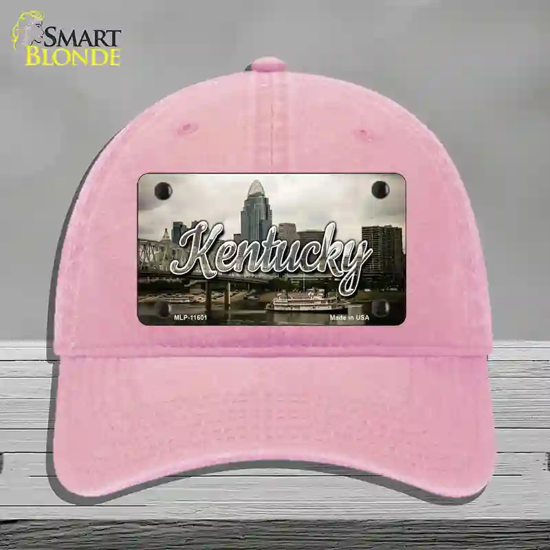 HAT12-MLP-11601 Kentucky City Skyline State Novelty License Plate Hat, Unconstructed Cotton - Pink