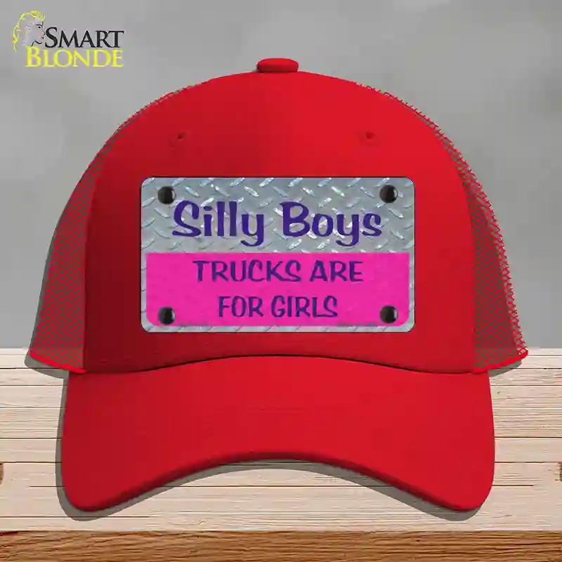 HAT17-MLP-1134 Silly Boys Novelty License Plate Hat, Mesh - Red