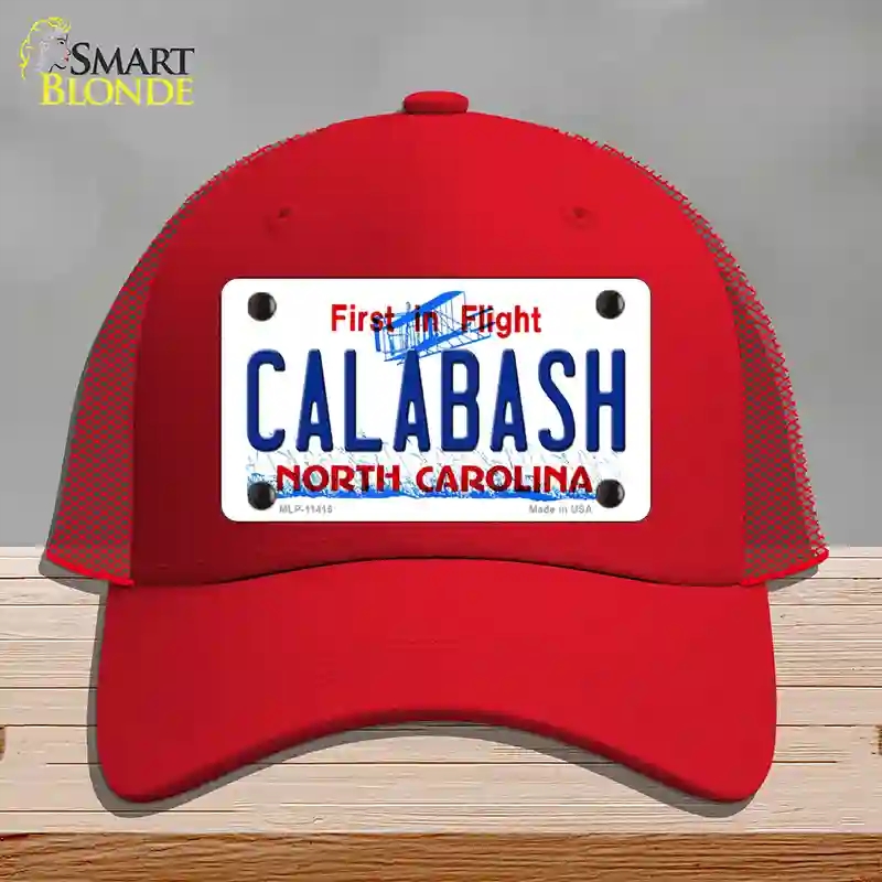 HAT17-MLP-11415 Calabash North Carolina Novelty License Plate Hat, Mesh - Red