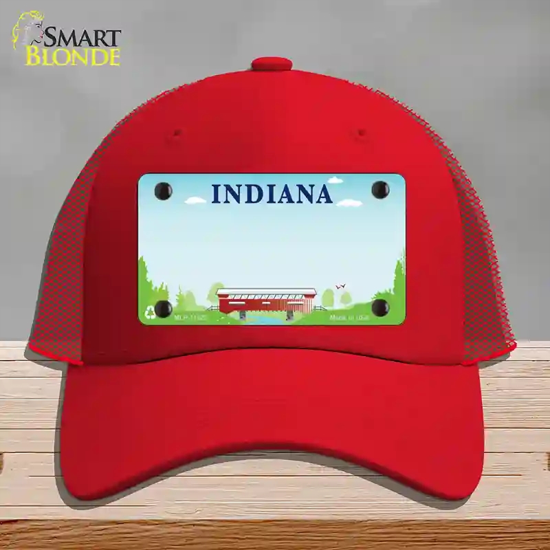 HAT17-MLP-11522 Indiana Recycle State Blank Novelty License Plate Hat, Mesh - Red