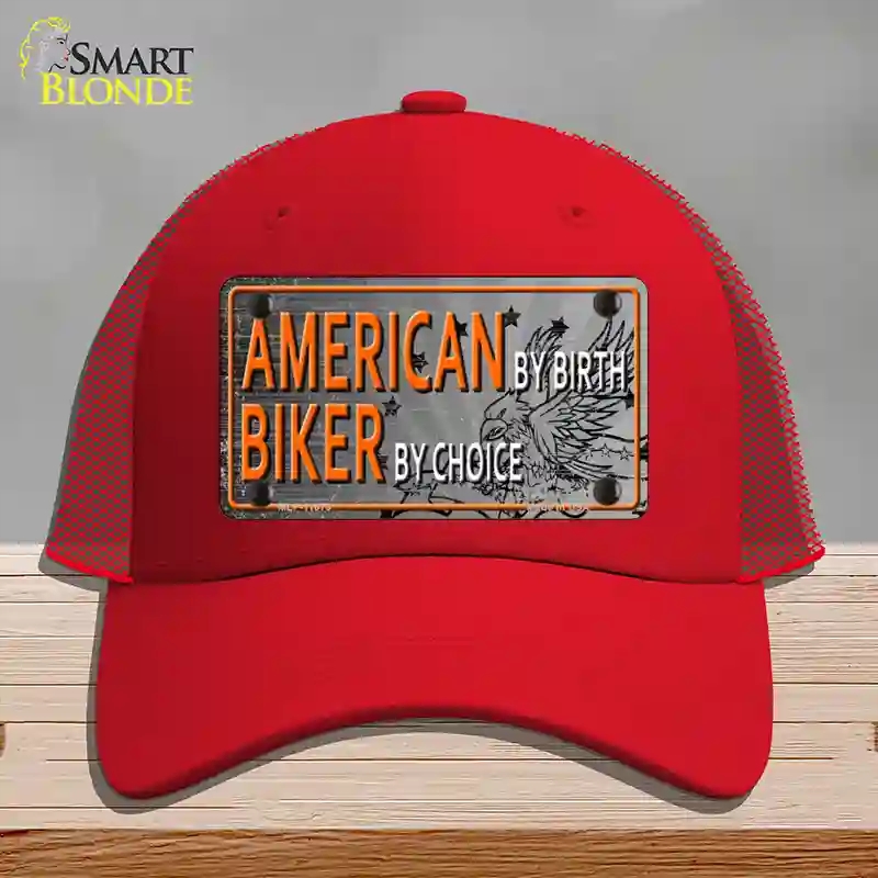 HAT17-MLP-11673 American Biker Novelty License Plate Hat, Mesh - Red
