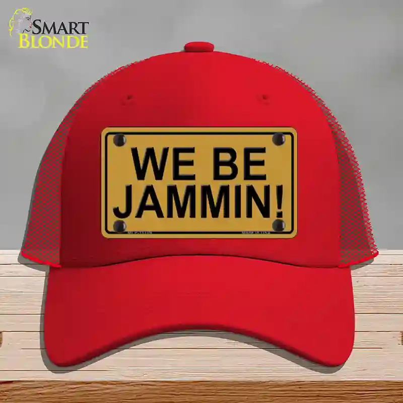 HAT17-MLP-11709 We Be Jamming Novelty License Plate Hat, Mesh - Red