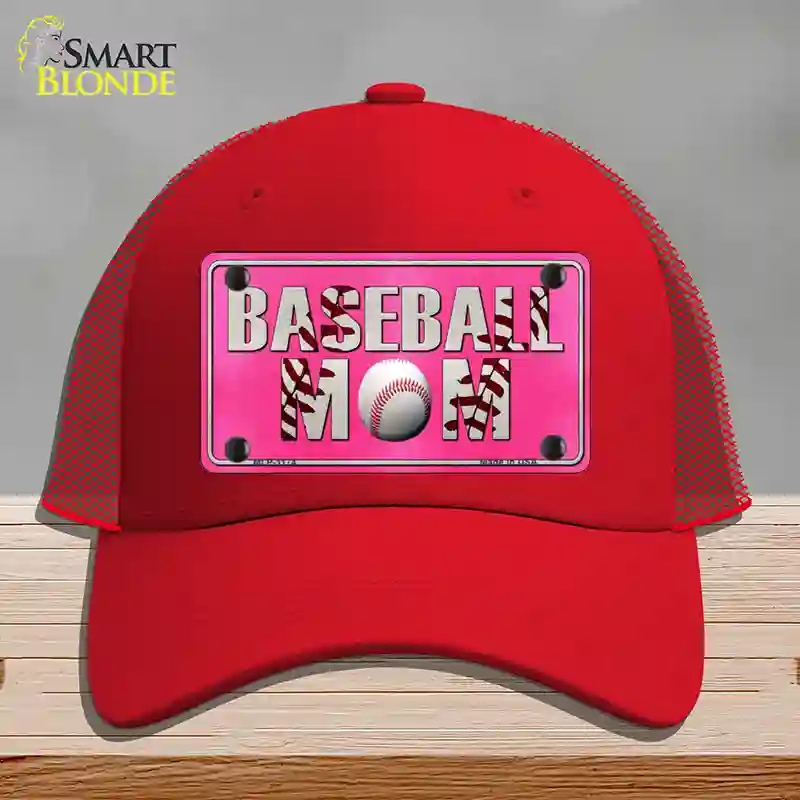 HAT17-MLP-1174 Baseball Mom Novelty License Plate Hat, Mesh - Red