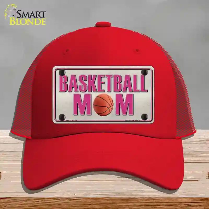 HAT17-MLP-1175 Basketball Mom Novelty License Plate Hat, Mesh - Red