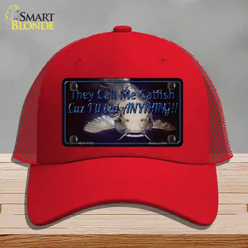 HAT17-MLP-11772 They Call Me Catfish Novelty License Plate Hat, Mesh - Red