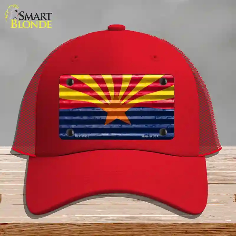 HAT17-MLP-11815 Arizona Flag Novelty License Plate Hat, Mesh - Red