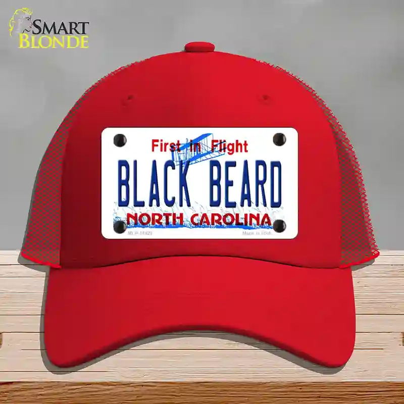 HAT17-MLP-11829 Black Beard North Carolina Novelty License Plate Hat, Mesh - Red