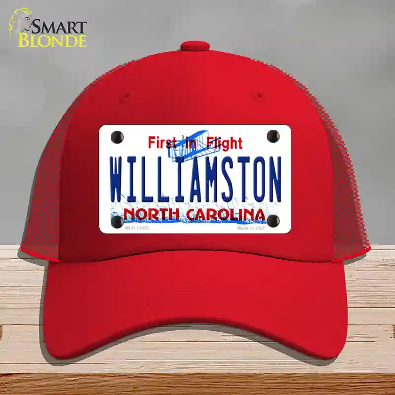 HAT17-MLP-11858 Williamston North Carolina Novelty License Plate Hat, Mesh - Red