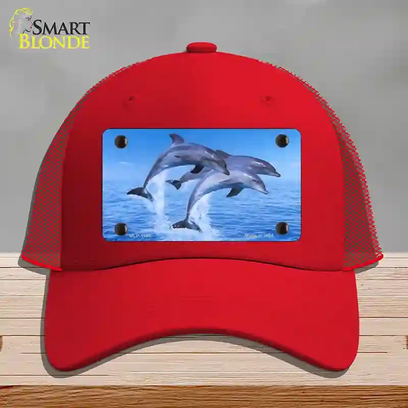 HAT17-MLP-1186 Dolphins Novelty License Plate Hat, Mesh - Red