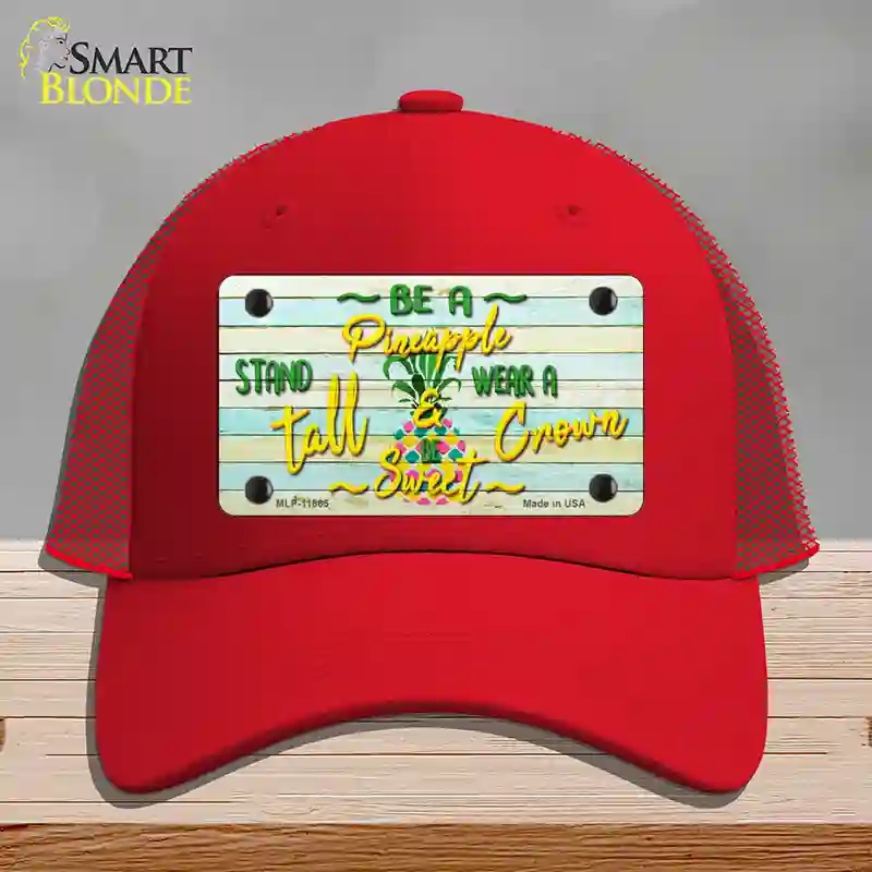 HAT17-MLP-11865 Be a Pineapple Novelty License Plate Hat, Mesh - Red