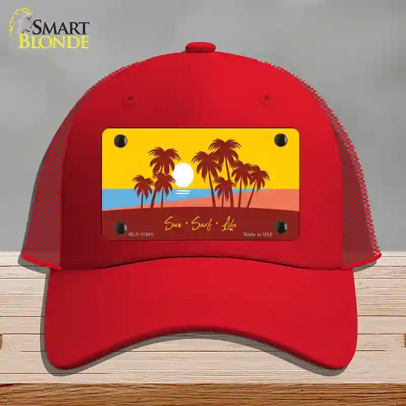 HAT17-MLP-11901 Sun Surf Life Novelty License Plate Hat, Mesh - Red