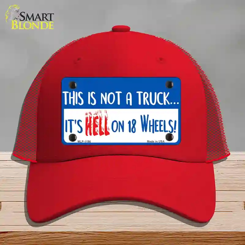 HAT17-MLP-1196 Hell on 18 Wheels Novelty License Plate Hat, Mesh - Red