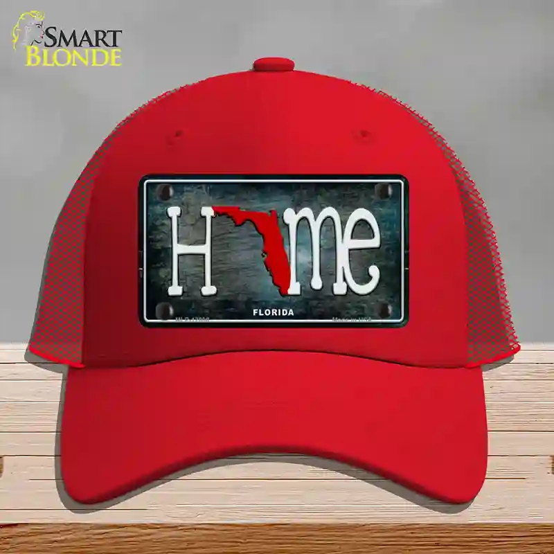 HAT17-MLP-12000 Florida Home State Outline Novelty License Plate Hat, Mesh - Red