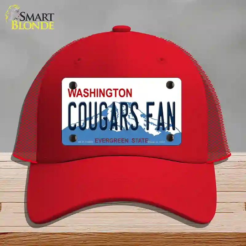 HAT17-MLP-12058 Washington Cougars Fan Novelty License Plate Hat, Mesh - Red
