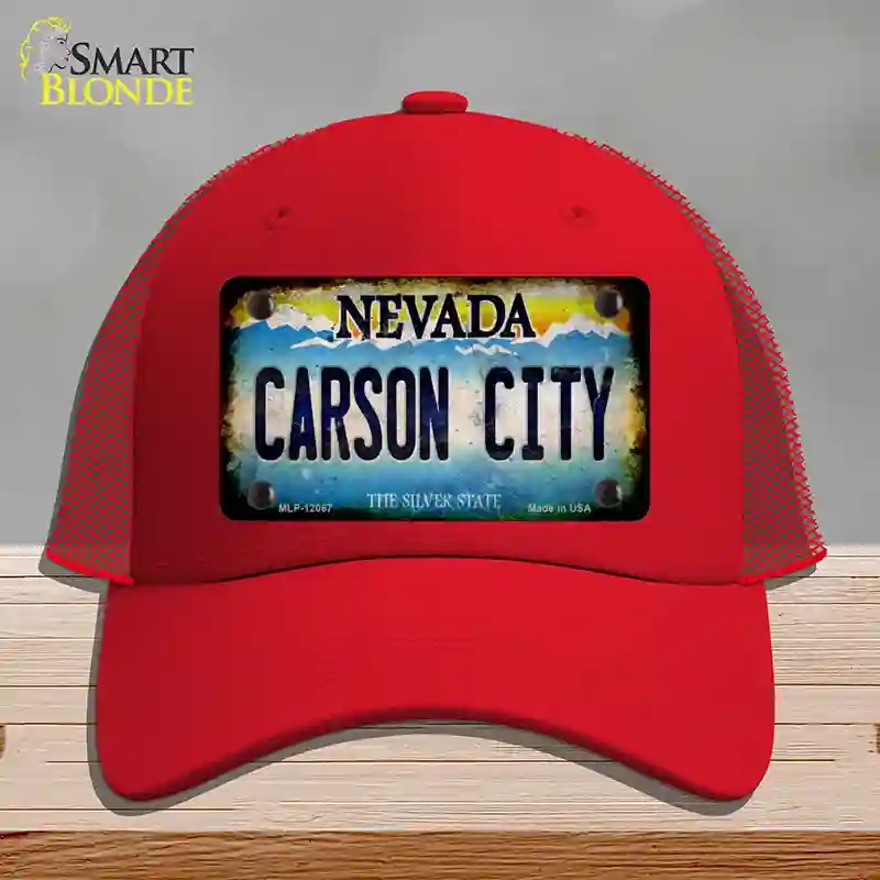HAT17-MLP-12067 Nevada Carson City Novelty License Plate Hat, Mesh - Red