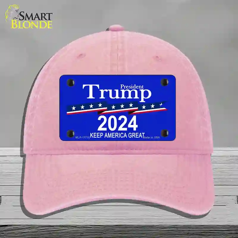 HAT12-MLP-11710 President Trump 2024 Novelty License Plate Hat, Unconstructed Cotton - Pink