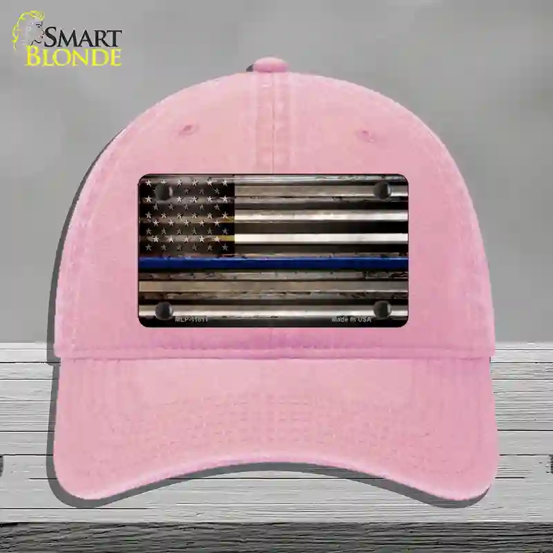 HAT12-MLP-11811 Thin Blue Line American Flag Novelty License Plate Hat, Unconstructed Cotton - Pink
