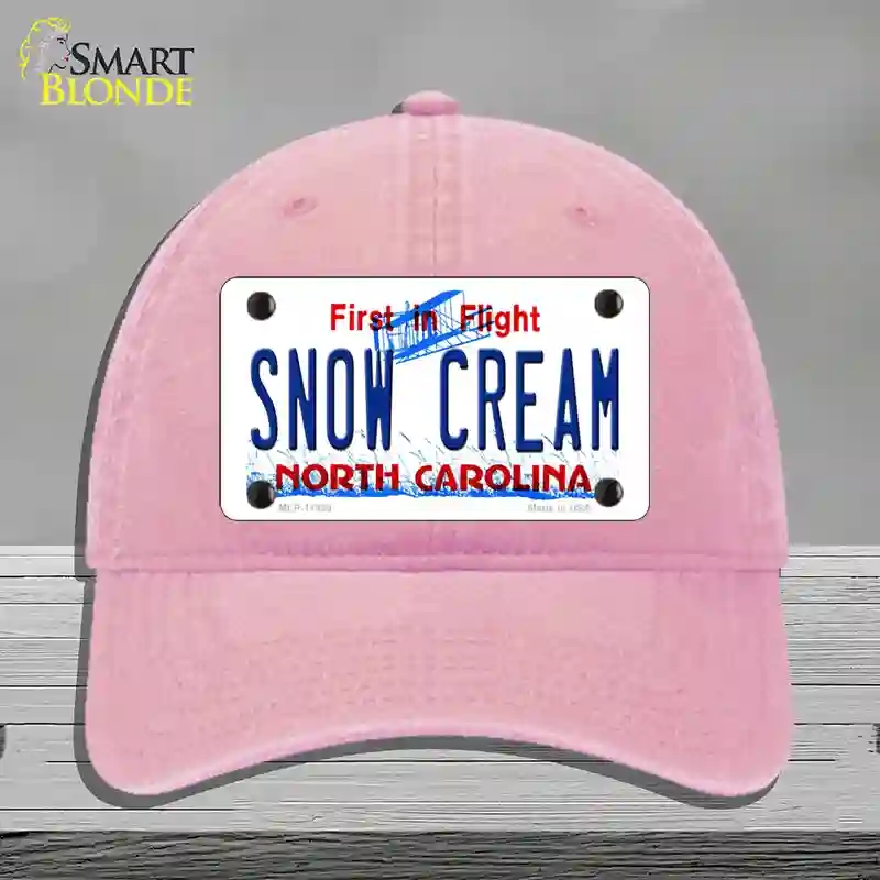 HAT12-MLP-11859 Snow Cream North Carolina Novelty License Plate Hat, Unconstructed Cotton - Pink