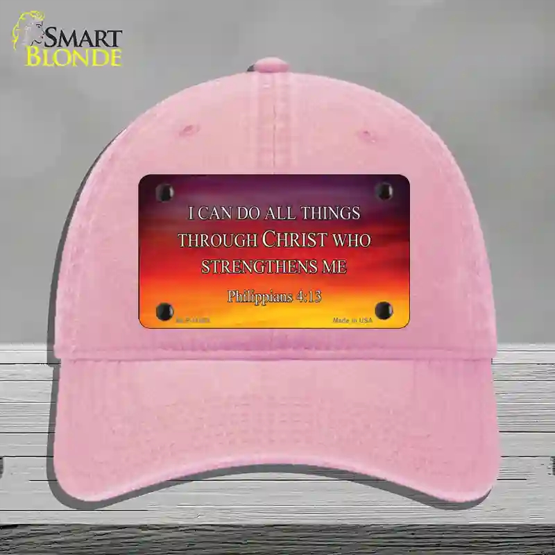 HAT12-MLP-11885 Philippians 4 13 Novelty License Plate Hat, Unconstructed Cotton - Pink