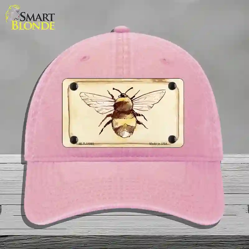 HAT12-MLP-11892 Bumble Bee Watercolor Novelty License Plate Hat, Unconstructed Cotton - Pink