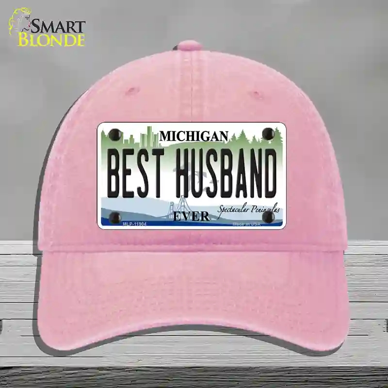 HAT12-MLP-11904 Michigan Best Husband Novelty License Plate Hat, Unconstructed Cotton - Pink