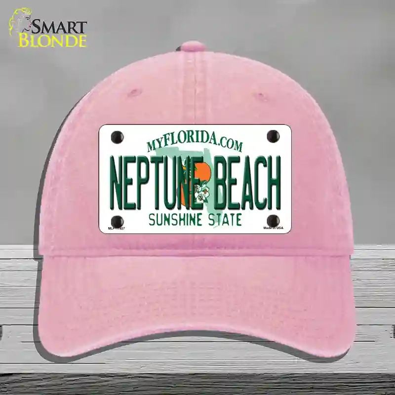 HAT12-MLP-11927 Florida Neptune Beach Novelty License Plate Hat, Unconstructed Cotton - Pink