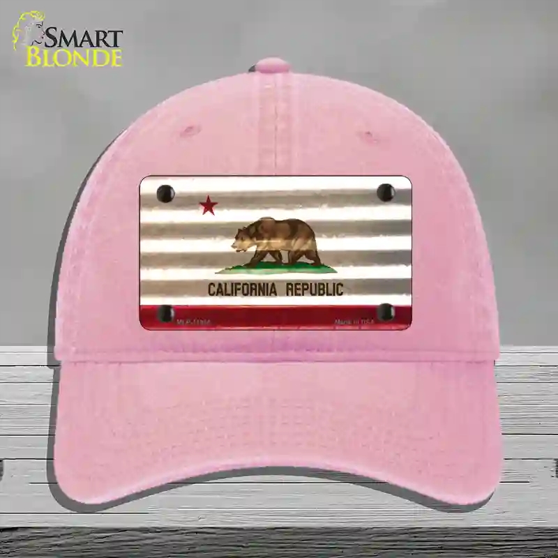 HAT12-MLP-11946 California Corrugated Flag Novelty License Plate Hat, Unconstructed Cotton - Pink
