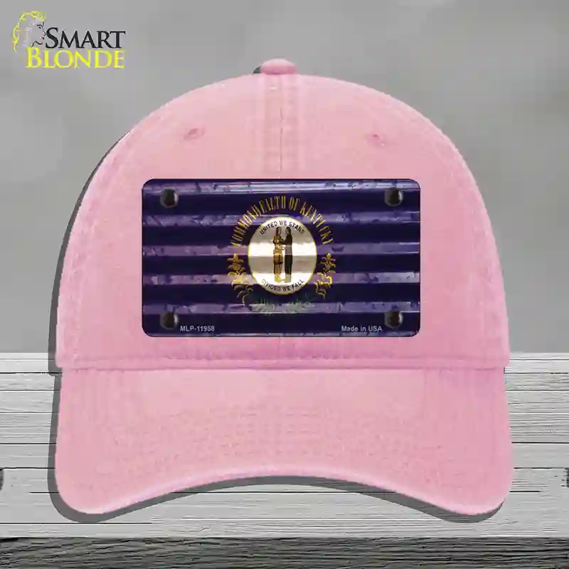 HAT12-MLP-11958 Kentucky Corrugated Flag Novelty License Plate Hat, Unconstructed Cotton - Pink
