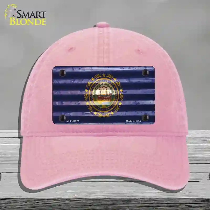 HAT12-MLP-11970   Hampshire Corrugated Flag Novelty License Plate Hat, Unconstructed Cotton - Pink