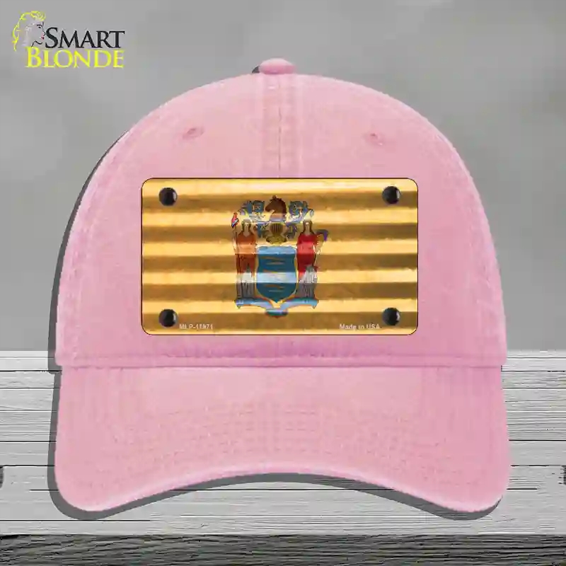 HAT12-MLP-11971   Jersey Corrugated Flag Novelty License Plate Hat, Unconstructed Cotton - Pink