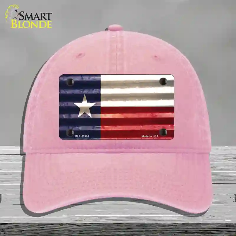 HAT12-MLP-11984 Texas Corrugated Flag Novelty License Plate Hat, Unconstructed Cotton - Pink