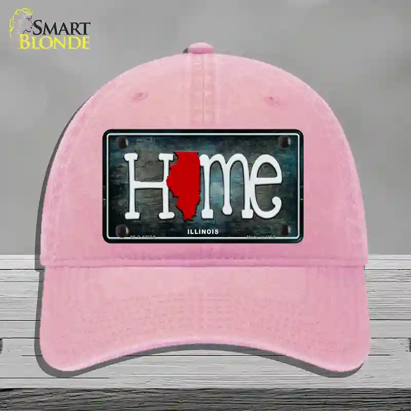 HAT12-MLP-12004 Illinois Home State Outline Novelty License Plate Hat, Unconstructed Cotton - Pink