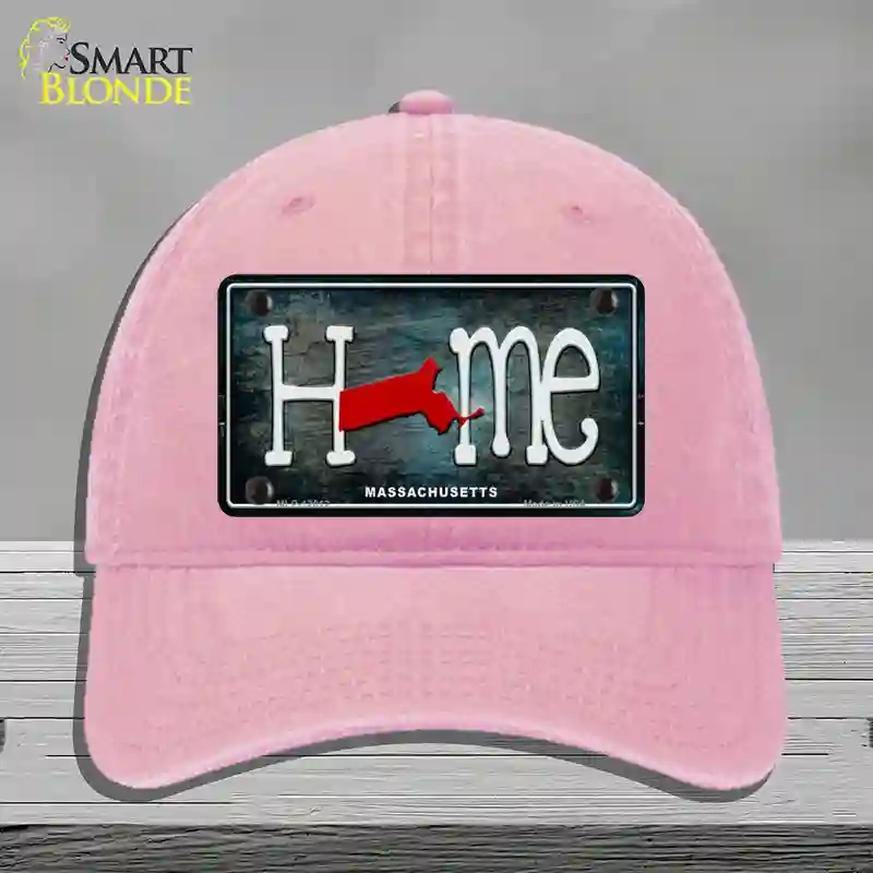 HAT12-MLP-12012 Massachusetts Home State Outline Novelty License Plate Hat, Unconstructed Cotton - Pink
