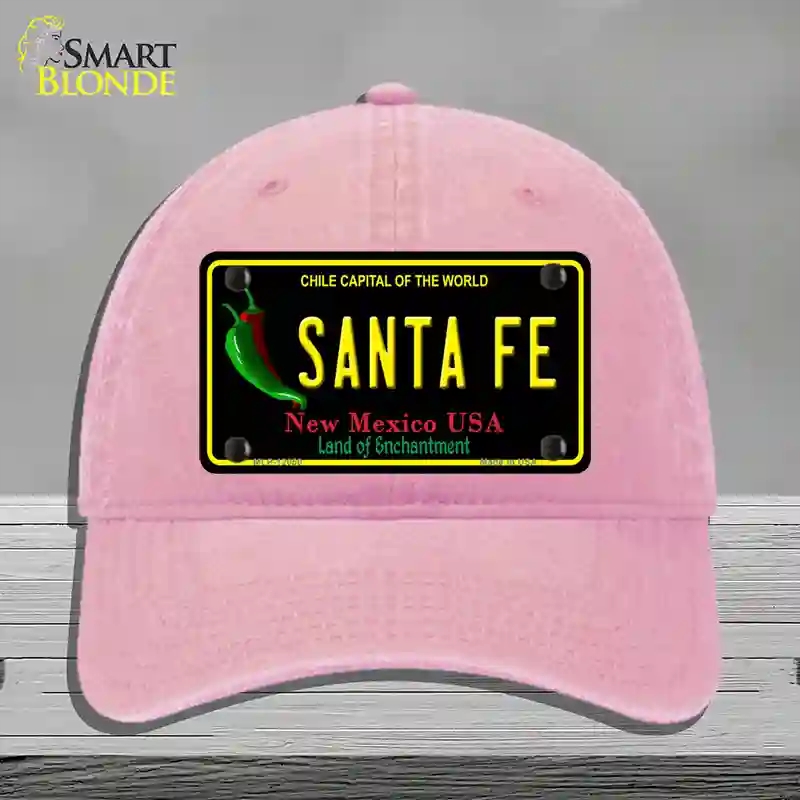 HAT12-MLP-12050 Santa Fe Black   Mexico Novelty License Plate Hat, Unconstructed Cotton - Pink