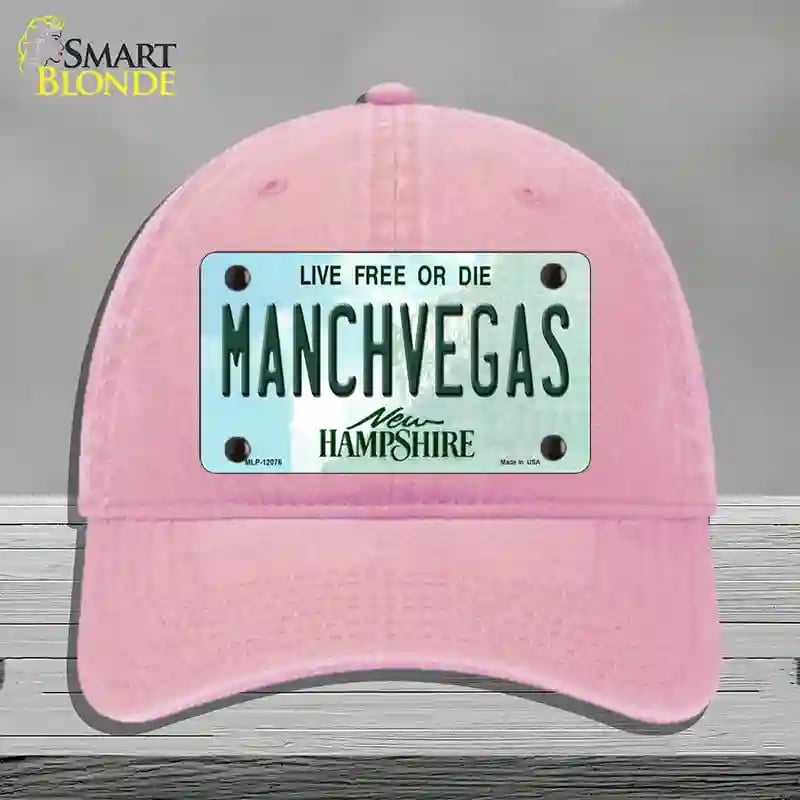 HAT12-MLP-12076 Manchvegas   Hampshire State Novelty License Plate Hat, Unconstructed Cotton - Pink