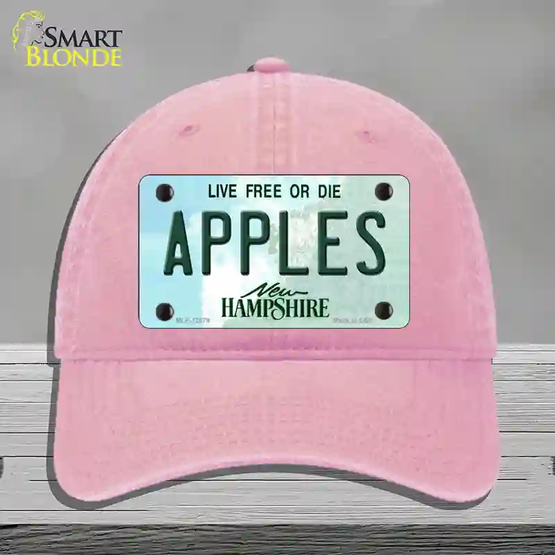 HAT12-MLP-12079 Apples   Hampshire State Novelty License Plate Hat, Unconstructed Cotton - Pink