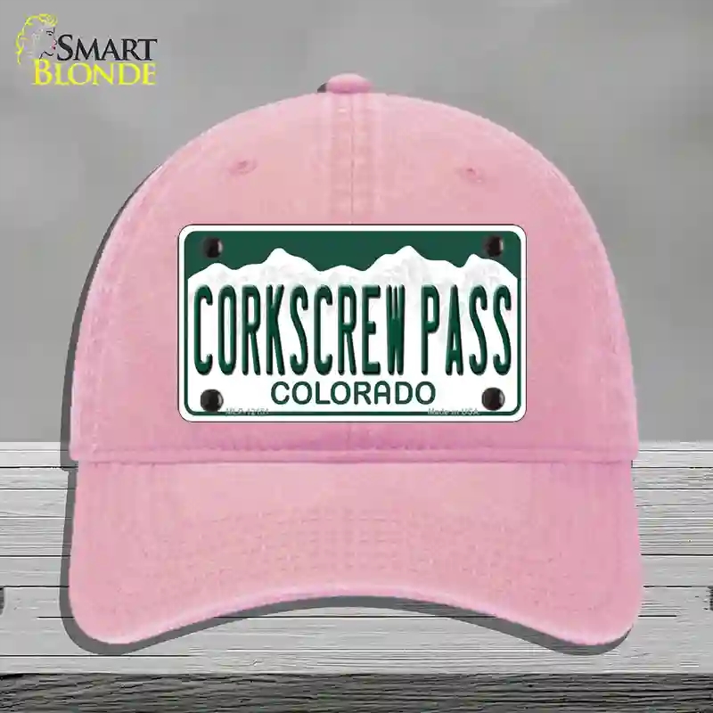 HAT12-MLP-12151 Corkscrew Pass Colorado Novelty License Plate Hat, Unconstructed Cotton - Pink