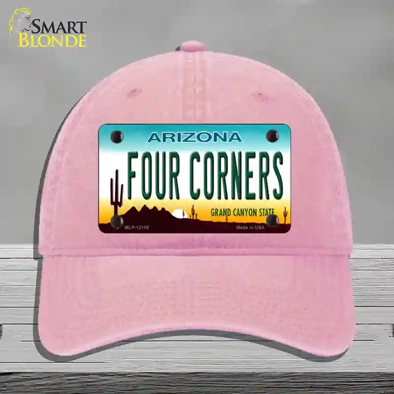 HAT12-MLP-12158 Four Corners Arizona Novelty License Plate Hat, Unconstructed Cotton - Pink