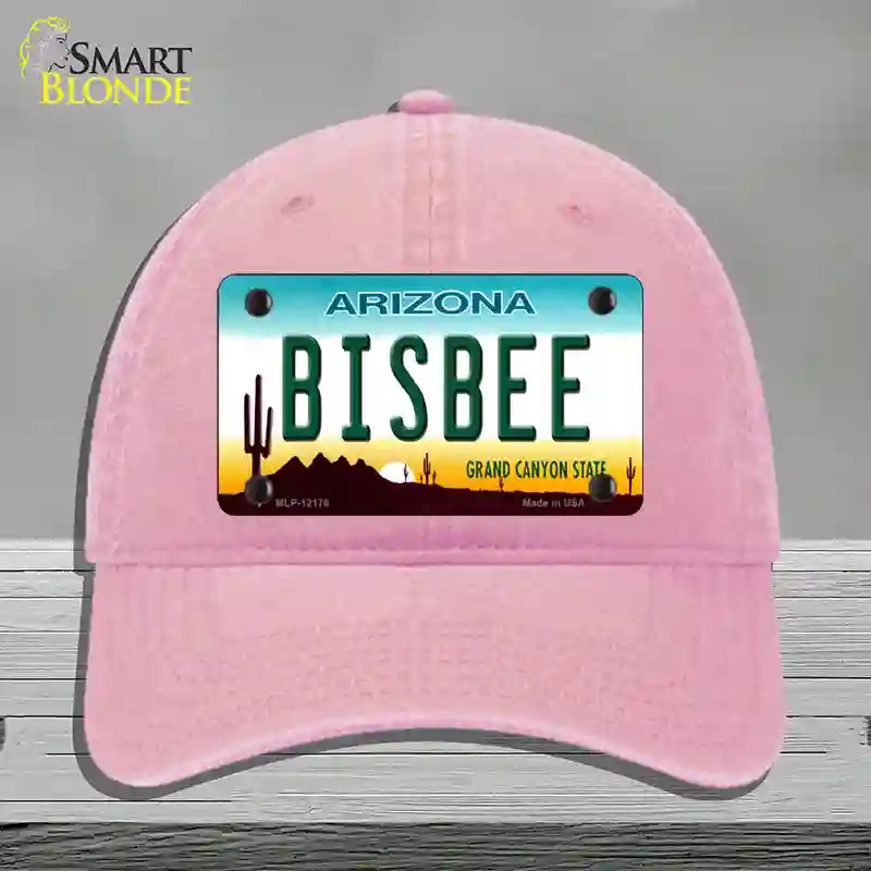 HAT12-MLP-12176 Bisbee Arizona Novelty License Plate Hat, Unconstructed Cotton - Pink