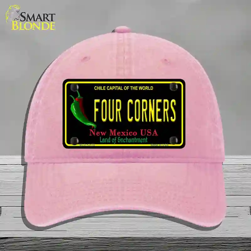 HAT12-MLP-12178 Four Corners   Mexico Black Novelty License Plate Hat, Unconstructed Cotton - Pink
