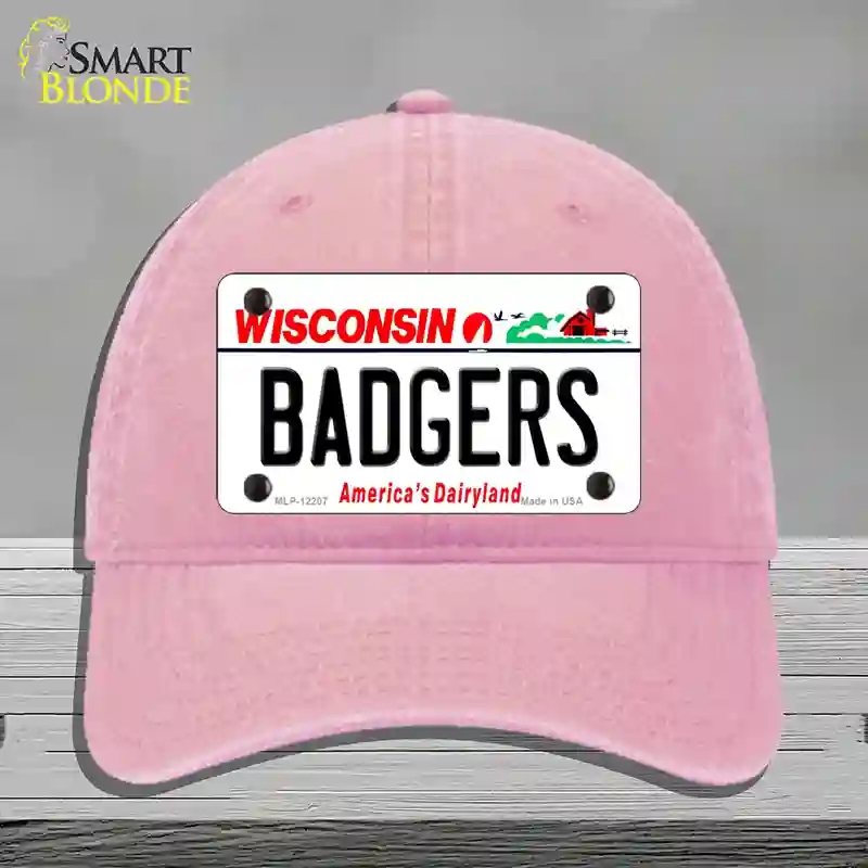 HAT12-MLP-12207 decalrs Wisconsin Novelty License Plate Hat, Unconstructed Cotton - Pink