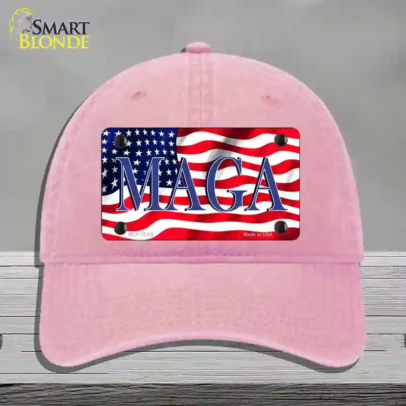 HAT12-MLP-12212 MAGA Flag Novelty License Plate Hat, Unconstructed Cotton - Pink