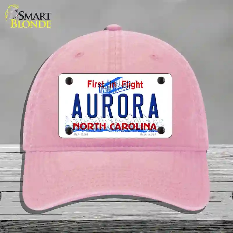 HAT12-MLP-12294 North Carolina Aurora Novelty License Plate Hat, Unconstructed Cotton - Pink