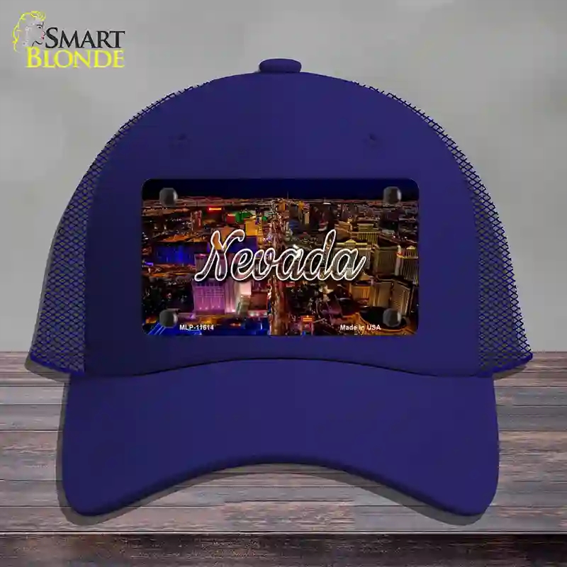 HAT18-MLP-11614 Nevada City Lights State Novelty License Plate Hat, Mesh - Royal Blue