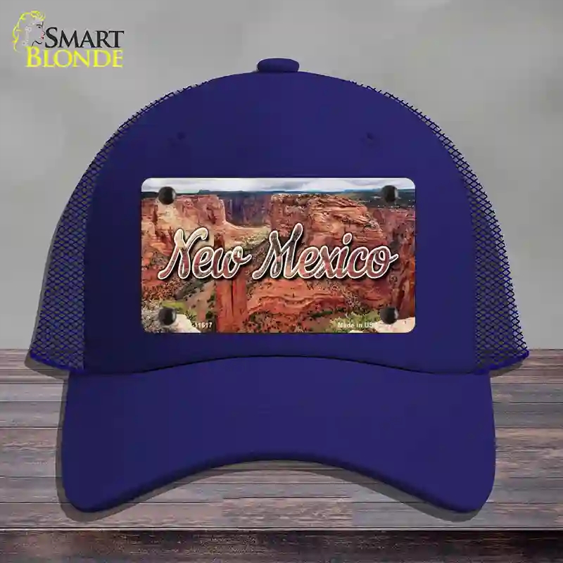 HAT18-MLP-11617   Mexico Red Canyon State Novelty License Plate Hat, Mesh - Royal Blue