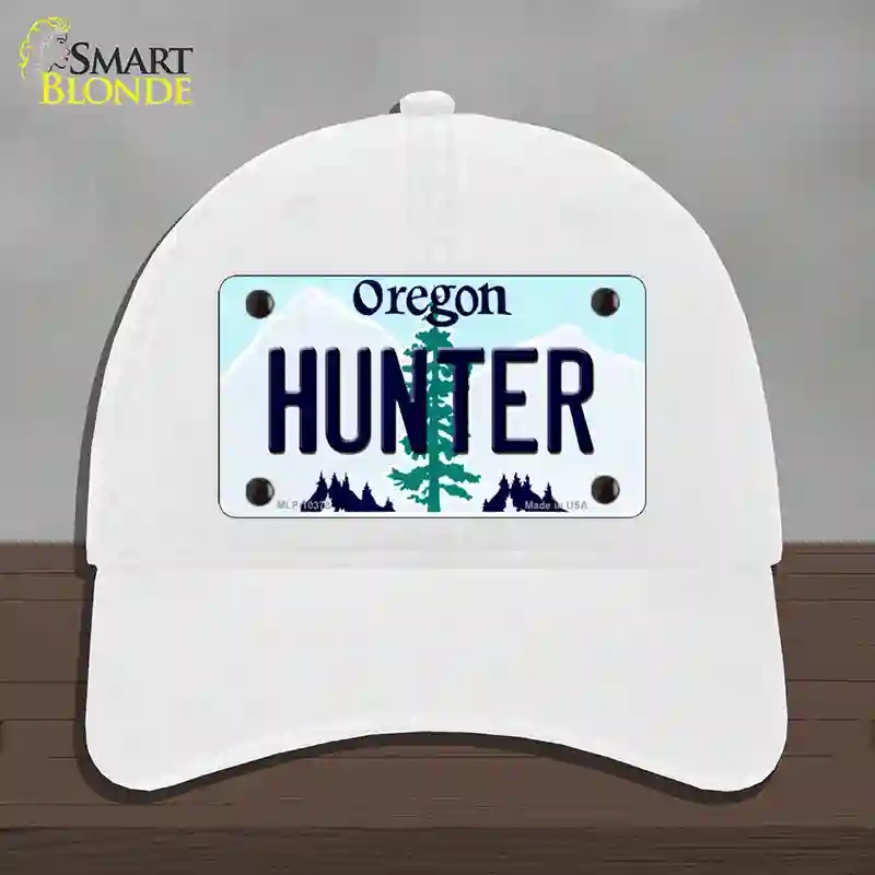 HAT14-MLP-10378 Hunter Oregon Novelty License Plate Hat, Unconstructed Cotton - White