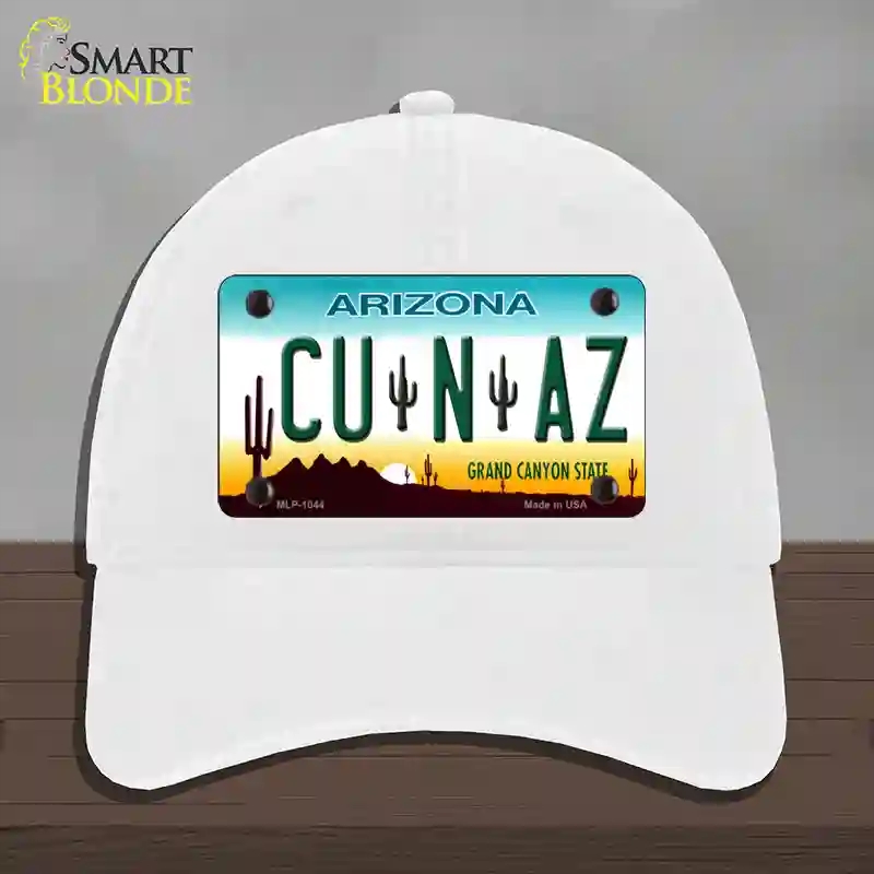 HAT14-MLP-1044 Cu N Az Novelty License Plate Hat, Unconstructed Cotton - White